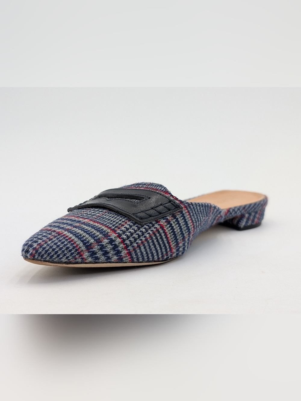 J.CREW Tweed Plaid Penny Loafer Women Sz 5 Blue|Red|White Elongated Pointed Toe - Picture 5 of 17